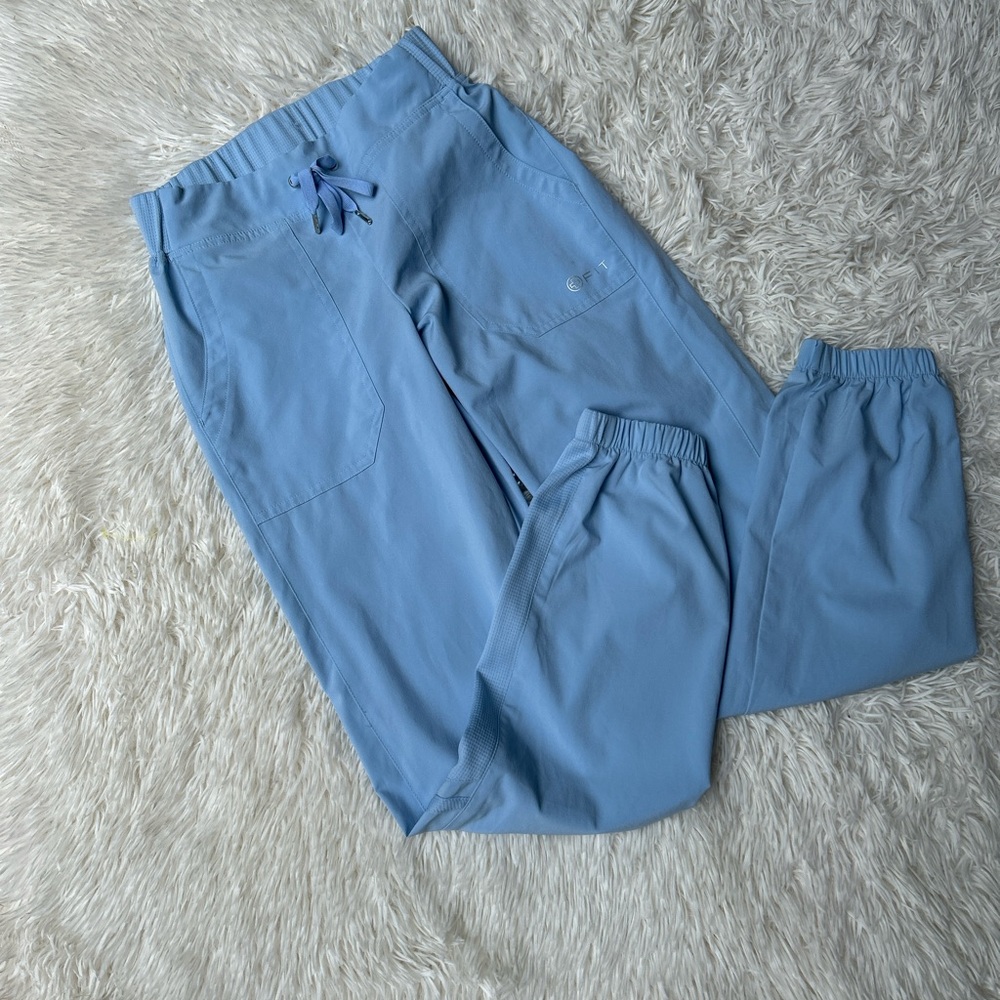 +white cross fit women jogger blue pant  pockets drawstring Sz Xs